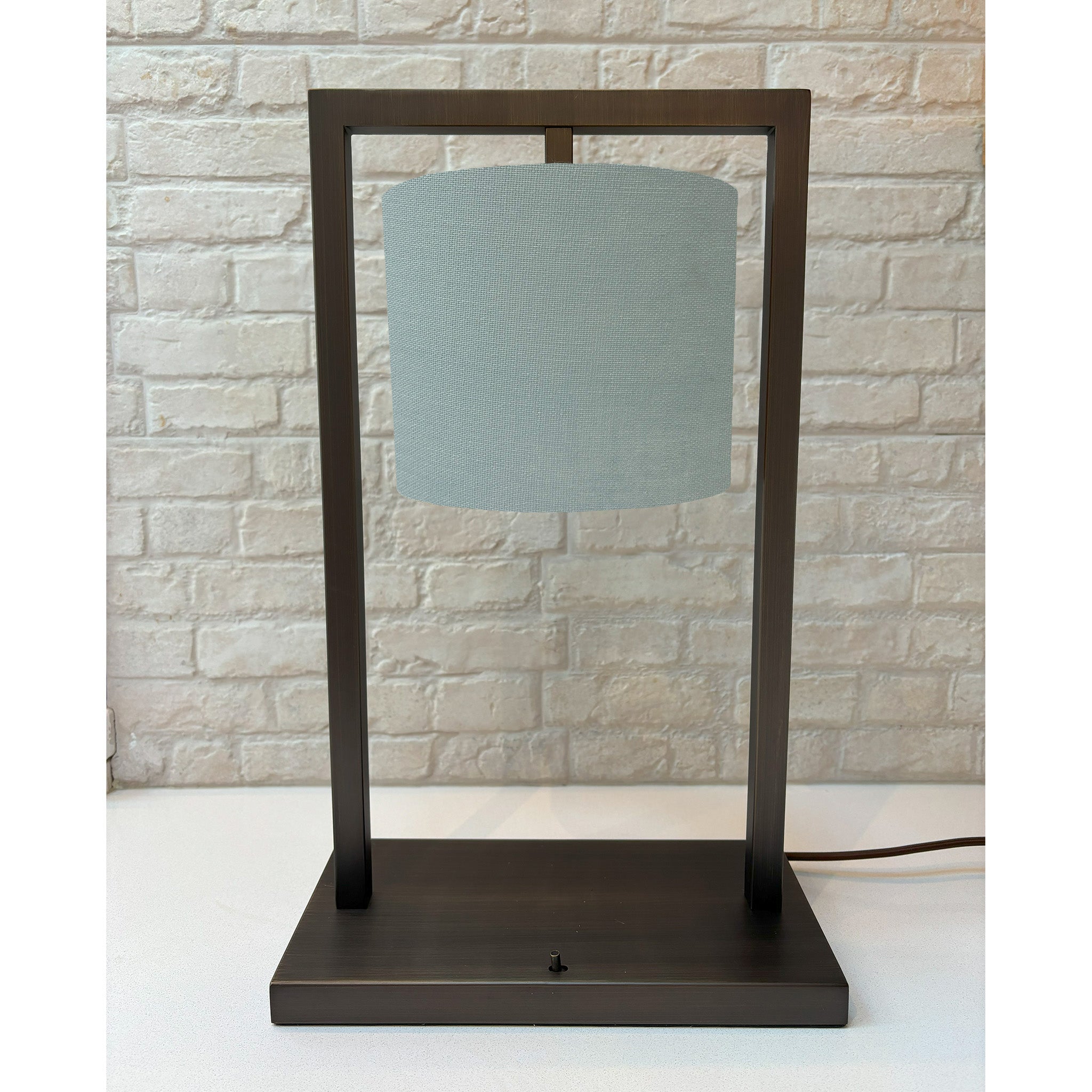 Square Frame Table Lamp in Matt Bronze